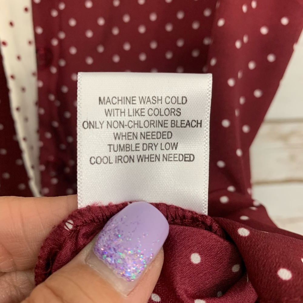ModCloth Burgundy White Polka Dot Neck Tie… - Picture 6 of 6